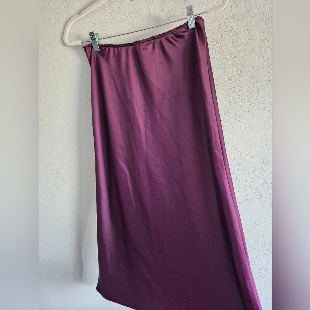 Beautiful Plum Coloured Satin Midi Skirt